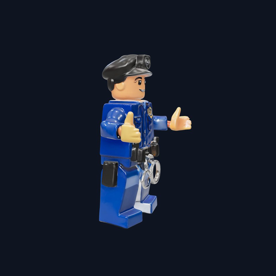 Cartoony Police Officer Rigged and Animated D Character Model